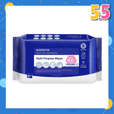 WATSONS Multi-Purpose Wipes (Kills 99% Of Germs, With Alcohol) 90s