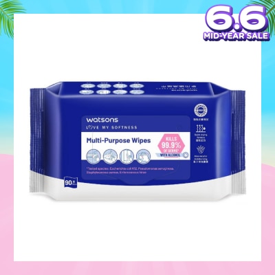 WATSONS Multi-Purpose Wipes (Kills 99% Of Germs, With Alcohol) 90s