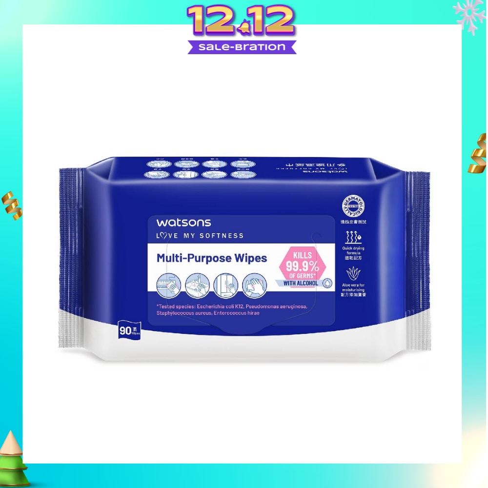 Multi-Purpose Wipes (Kills 99% Of Germs, With Alcohol) 90s