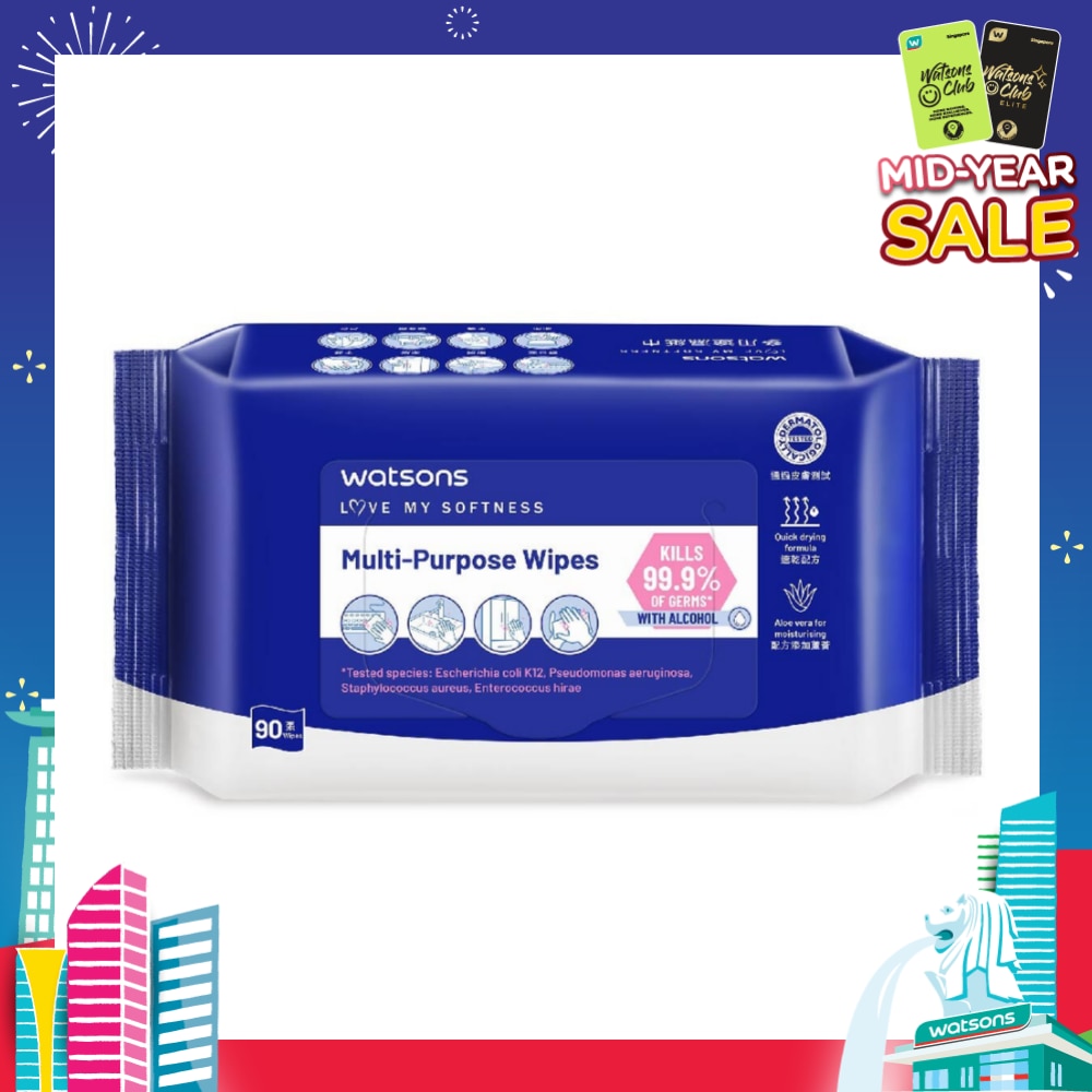 Multi-Purpose Wipes (Kills 99% Of Germs, With Alcohol) 90s