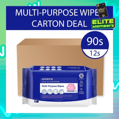 WATSONS Multi-Purpose Wipes (Kills 99% Of Germs with Alcohol) 90s x 12 Packs (per carton)