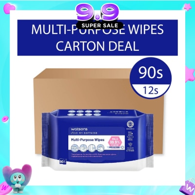 WATSONS - Multi-Purpose Wipes (Kills 99% Of Germs with Alcohol) 90s x 12 Packs (per carton) image