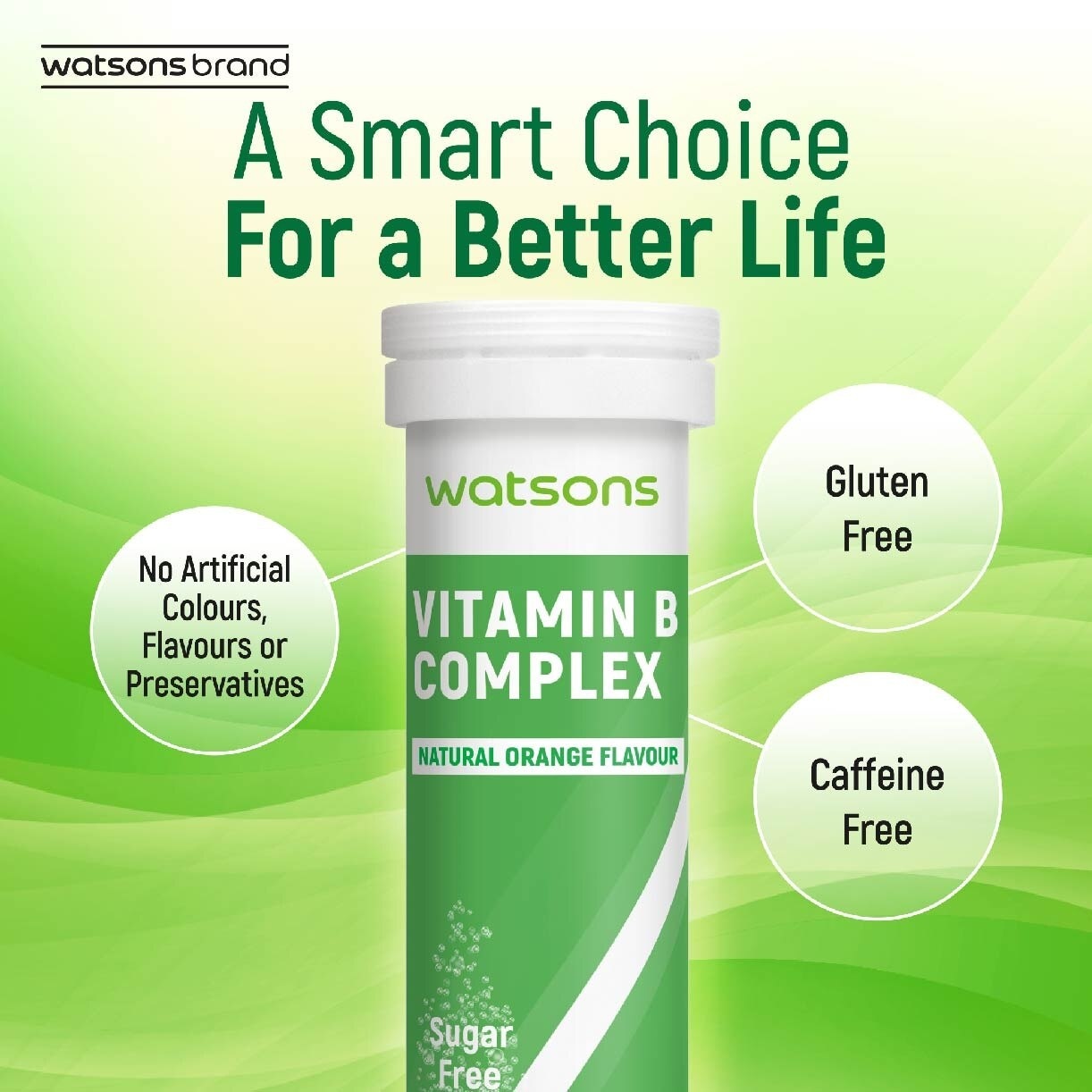 Vitamin B Complex Effervescent Tablet Natural Orange Flavour (For Energy & Vitality) 15s  x 3 Tubes