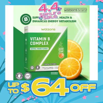 WATSONS - Vitamin B Complex Effervescent Tablet Natural Orange Flavour (For Energy & Vitality) 15s x 3 Tubes (Expiry: Dec`2026)