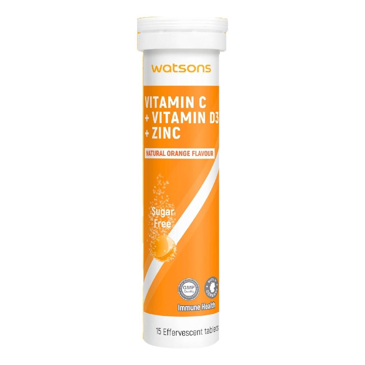 Vitamin C + Vitamin D3 + Zinc Effervescent Tablets Natural Orange Flavour (For Immune Health) 15s x 3 Tubes