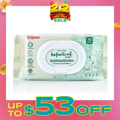 PIGEON Natural Botanical Baby Wipes (Delicately Cleanse Our Babies Skin From Top To Toe) 70s