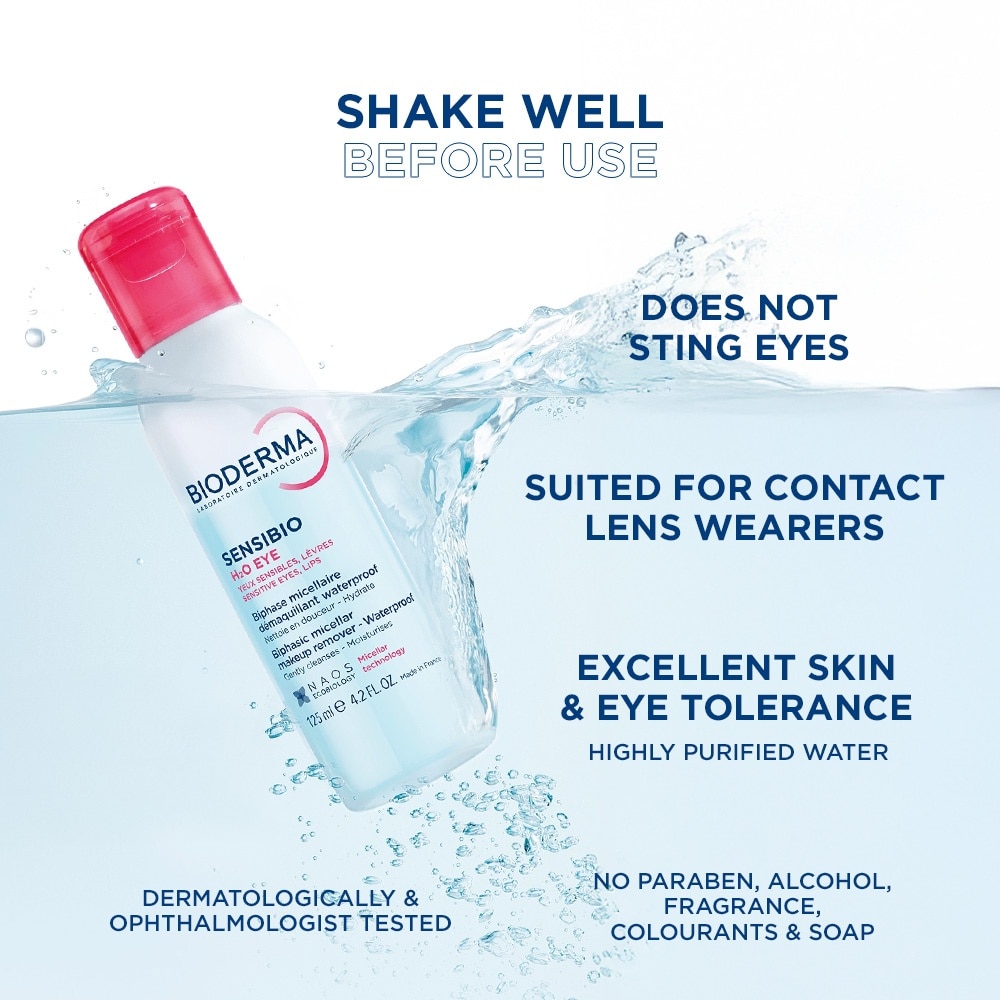 Sensibio H2O Eye Soothing Biphase Non-rinse Micellar Eye and Lip Makeup Remover (Sensitive Skin, Eyes and Lips) 125ml