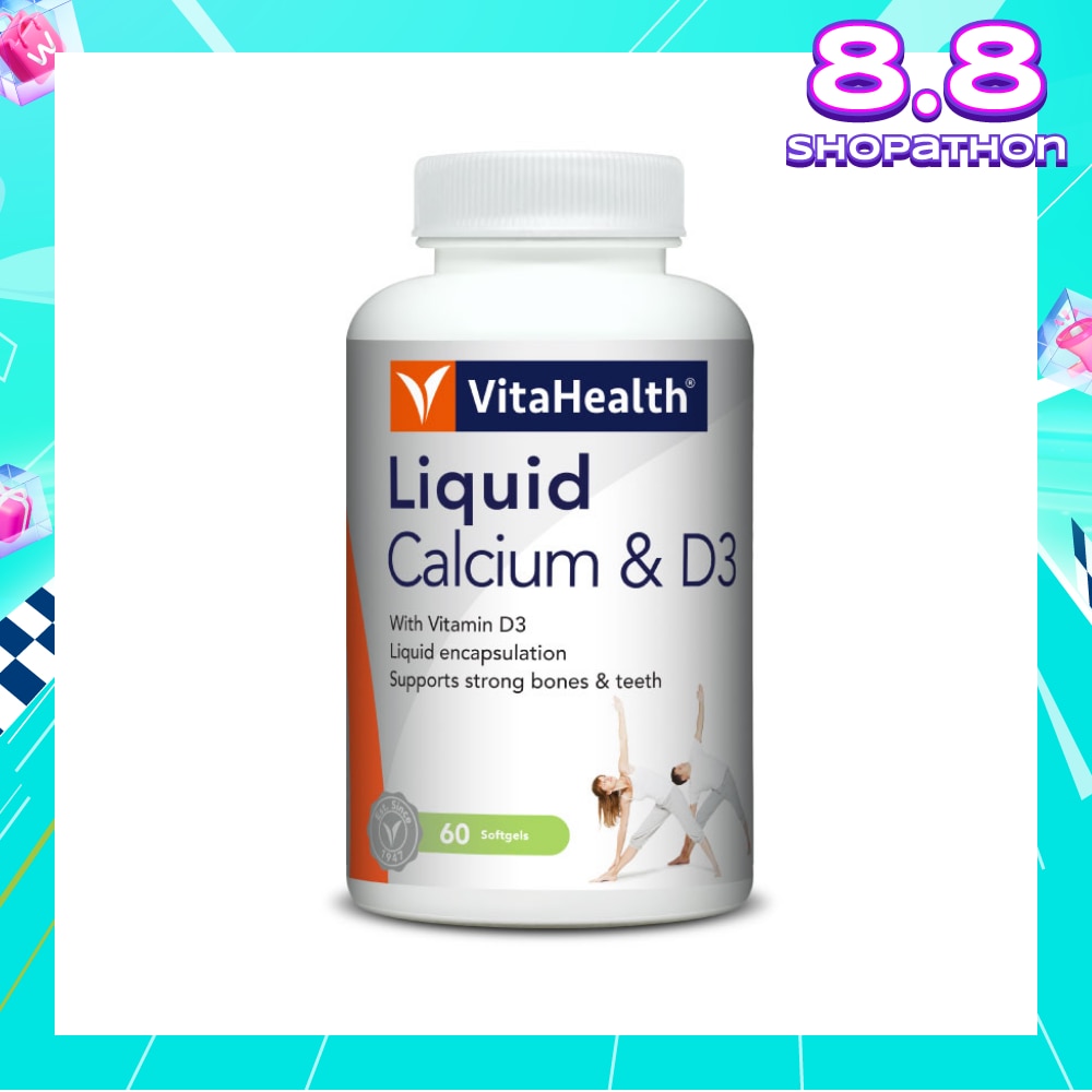 Liquid Calcium & D3 Softgel (Liquid Form Calcium, Strengthen Bone & Teeth, Increase Bone Density) 60s
