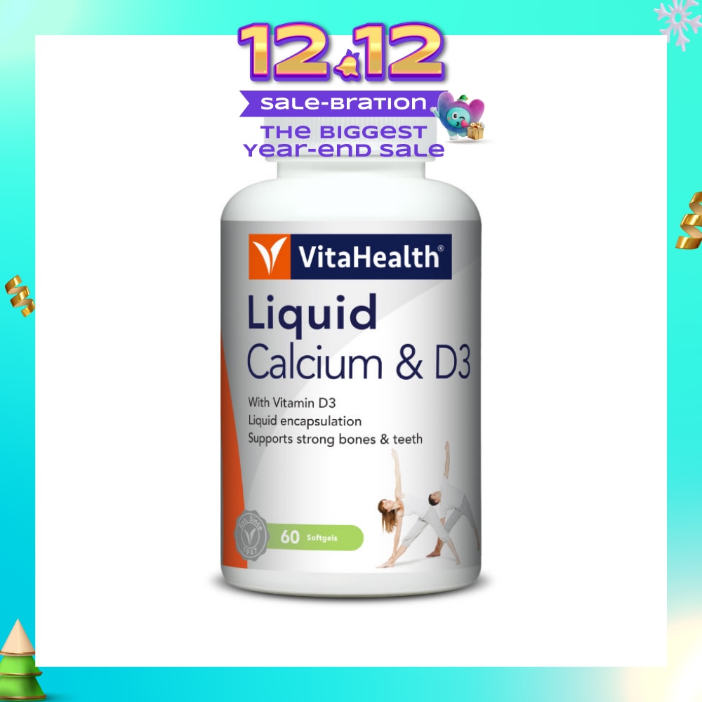Liquid Calcium & D3 Softgel (Liquid Form Calcium, Strengthen Bone & Teeth, Increase Bone Density) 60s