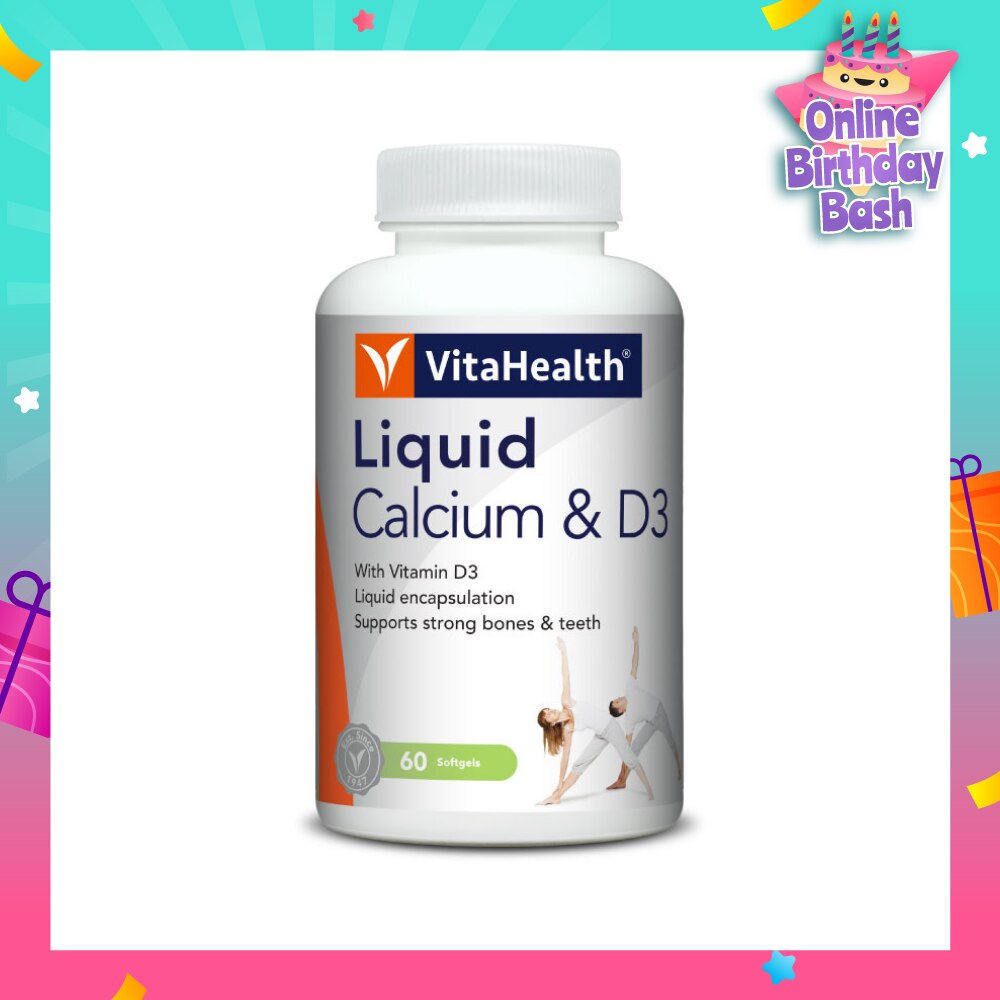 Liquid Calcium & D3 Softgel (Liquid Form Calcium, Strengthen Bone & Teeth, Increase Bone Density) 60s