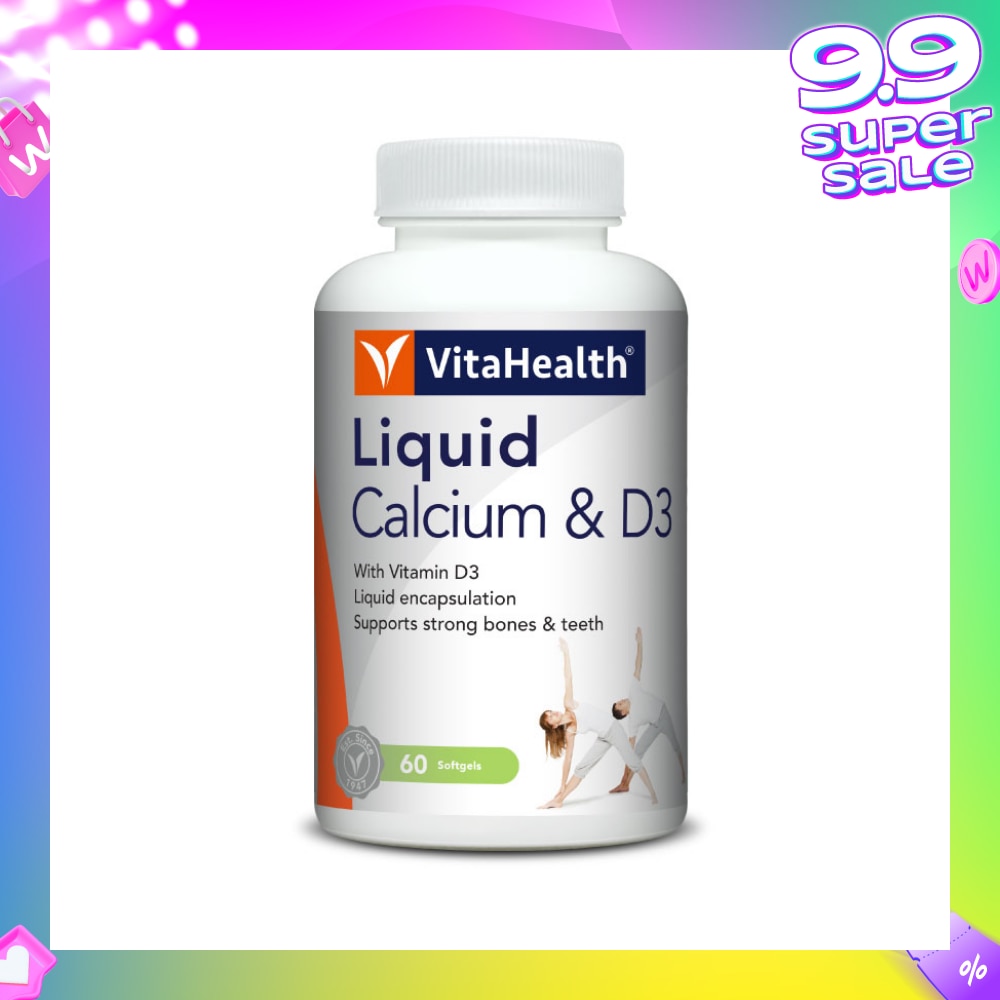 Liquid Calcium & D3 Softgel (Liquid Form Calcium, Strengthen Bone & Teeth, Increase Bone Density) 60s