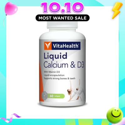 VITAHEALTH Liquid Calcium & D3 Softgel (Liquid Form Calcium, Strengthen Bone & Teeth, Increase Bone Density) 60s image
