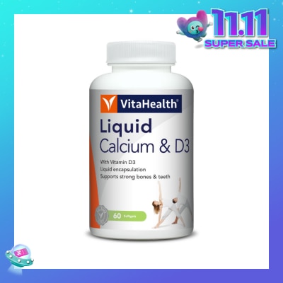 VITAHEALTH Liquid Calcium & D3 Softgel (Liquid Form Calcium, Strengthen Bone & Teeth, Increase Bone Density) 60s