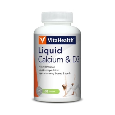 VITAHEALTH Liquid Calcium & D3 Softgel (Liquid Form Calcium, Strengthen Bone & Teeth, Increase Bone Density) 60s