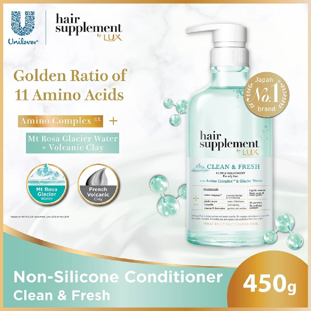 Lux Hair Supplement Clean & Fresh Conditioner 450g (Suitable for Rough & Dry Hair)<BR>