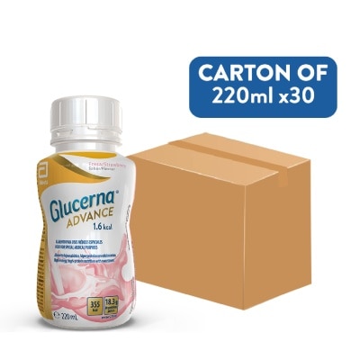 GLUCERNA - Advance 1.6kcal Ready-to-Drink Strawberry Flavour 220ml x 30s (Per Carton)