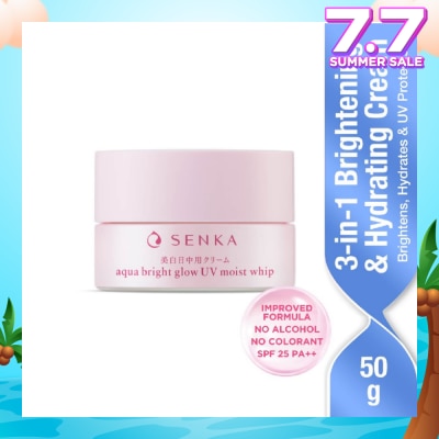 SENKA Aqua Bright Glow UV Moist Whip Cream (Reduces Dark Spots + Brightens & Hydrates Skin) 50g