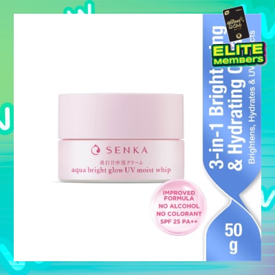 SENKA Aqua Bright Glow UV Moist Whip Cream (Reduces Dark Spots + Brightens & Hydrates Skin) 50g