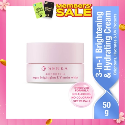 SENKA Aqua Bright Glow UV Moist Whip Cream (Reduces Dark Spots + Brightens & Hydrates Skin) 50g