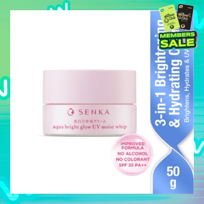 SENKA Aqua Bright Glow UV Moist Whip Cream (Reduces Dark Spots + Brightens & Hydrates Skin) 50g