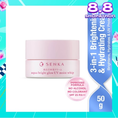 SENKA Aqua Bright Glow UV Moist Whip Cream (Reduces Dark Spots + Brightens & Hydrates Skin) 50g