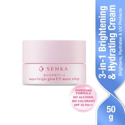 SENKA Aqua Bright Glow UV Moist Whip Cream (Reduces Dark Spots + Brightens & Hydrates Skin) 50g