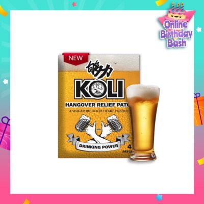 KOLI Hangover Relief Patch (Combats After-Drinking Hangover Headache) 4s