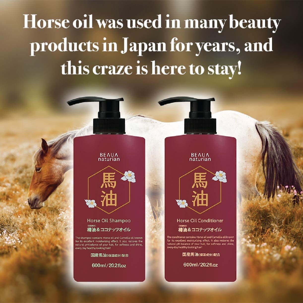 Horse Oil Moisturising Anti-Breakage Natural Shampoo (For Fuller, Stronger Tangle-Free Hair) 600ml