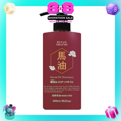 BEAUA - Horse Oil Moisturising Anti-Breakage Natural Shampoo (For Fuller, Stronger Tangle-Free Hair) 600ml