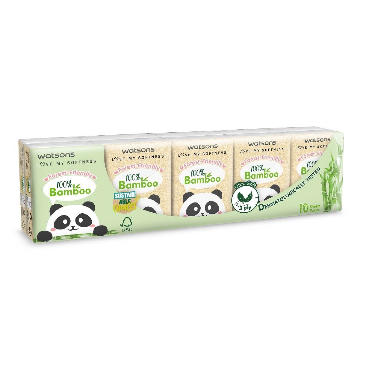 Forest-Friendly 3ply Bamboo Mini Hankies 10s x 10 Pack