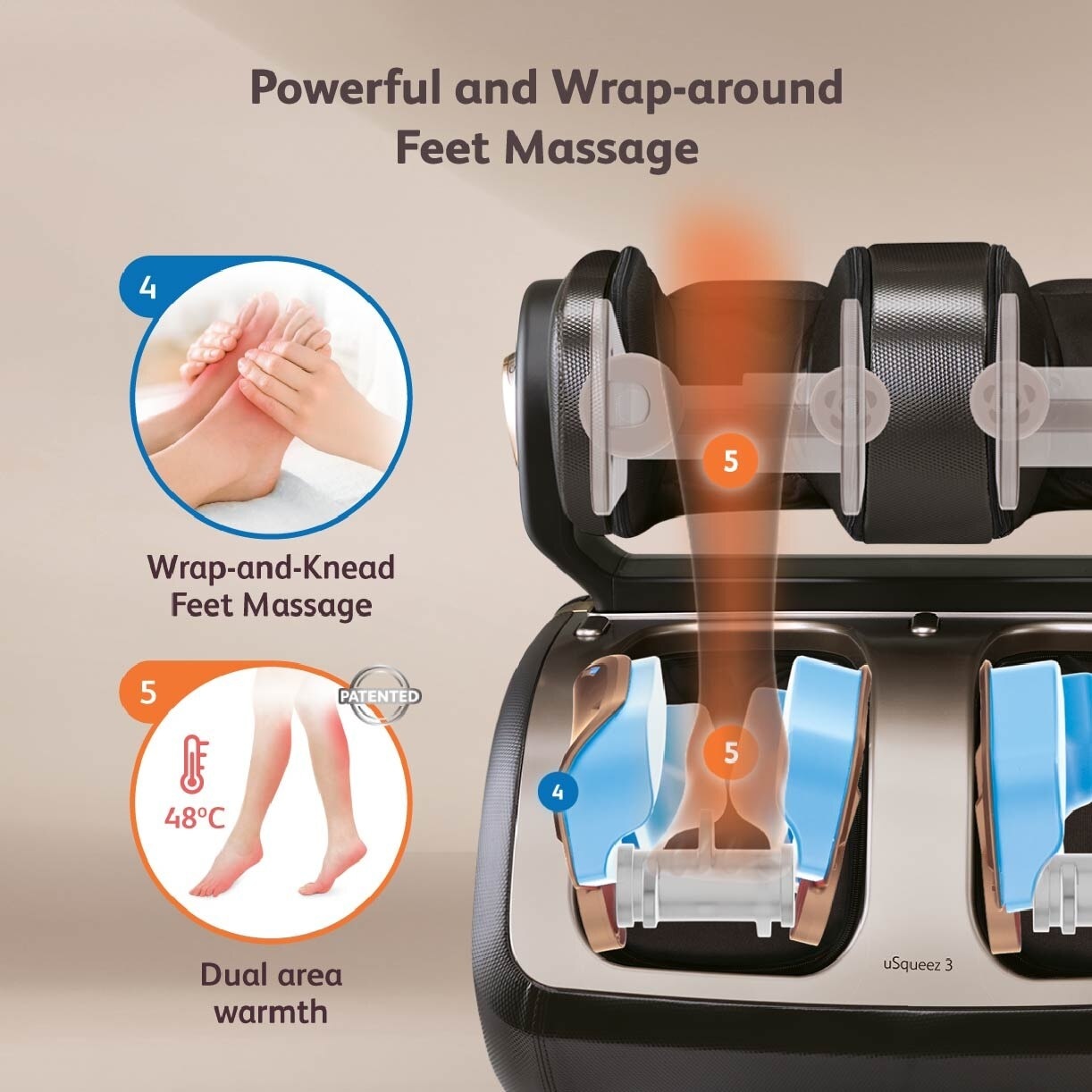 uSqueez 3 Leg Massager Black 1s