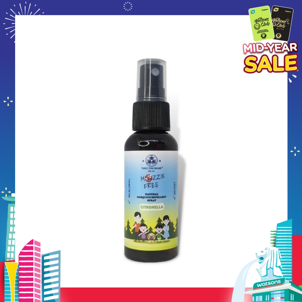 Natural Mozzie Free Natural Mosquito Repellent Spray Citronella (No Alcohol + No Deet) 50ml
