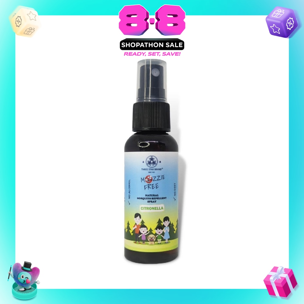 Natural Mozzie Free Natural Mosquito Repellent Spray Citronella (No Alcohol + No Deet) 50ml