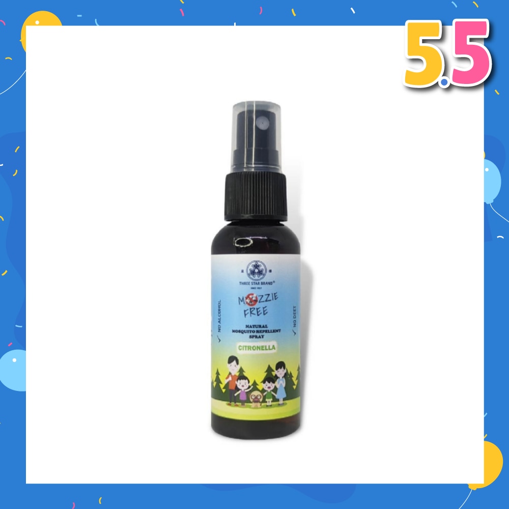 Natural Mozzie Free Natural Mosquito Repellent Spray Citronella (No Alcohol + No Deet) 50ml
