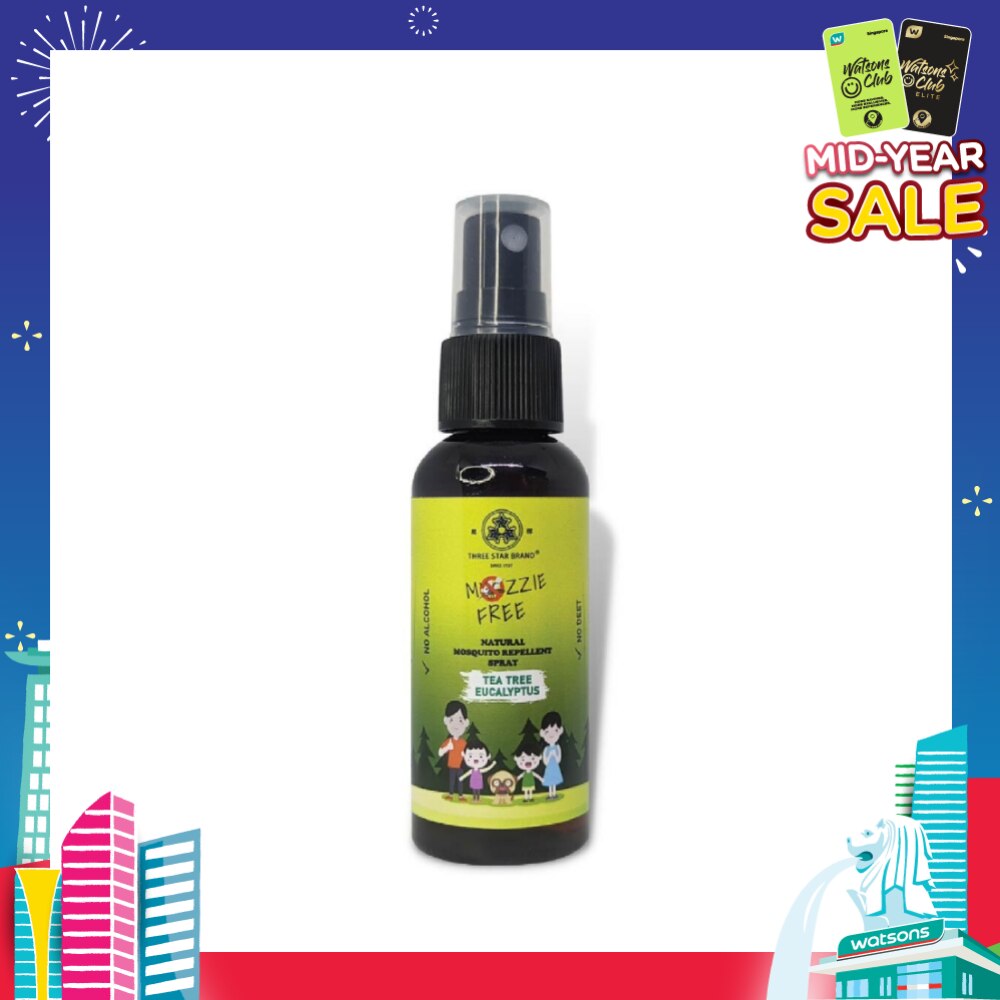 Natural Mozzie Free Natural Mosquito Repellent Spray Tea Tree Eucalyptus (No Alcohol) 50ml (Expiry: Mar`2026)