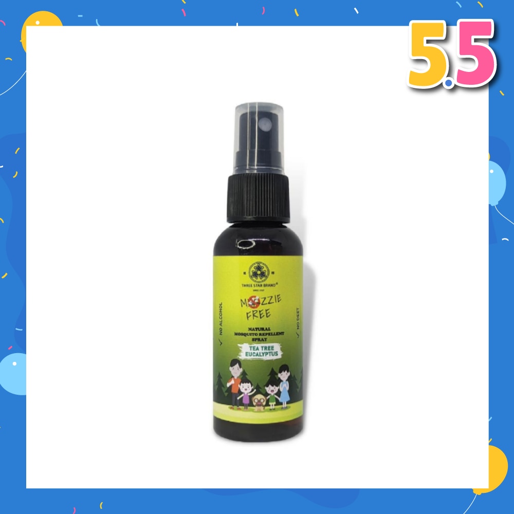 Natural Mozzie Free Natural Mosquito Repellent Spray Tea Tree Eucalyptus (No Alcohol + No Deet) 50ml