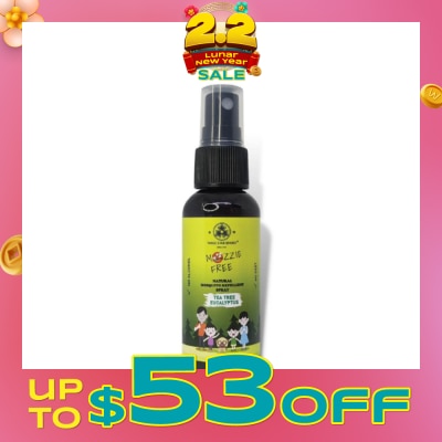 THREE STAR BRAND Natural Mozzie Free Natural Mosquito Repellent Spray Tea Tree Eucalyptus (No Alcohol) 50ml