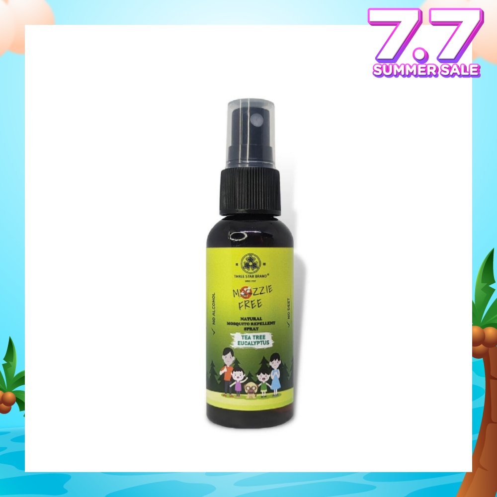 Natural Mozzie Free Natural Mosquito Repellent Spray Tea Tree Eucalyptus (No Alcohol) 50ml (Expiry: Mar`2026)