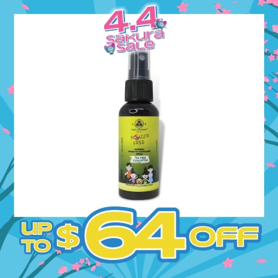 THREE STAR BRAND - Natural Mozzie Free Natural Mosquito Repellent Spray Tea Tree Eucalyptus (No Alcohol) 50ml