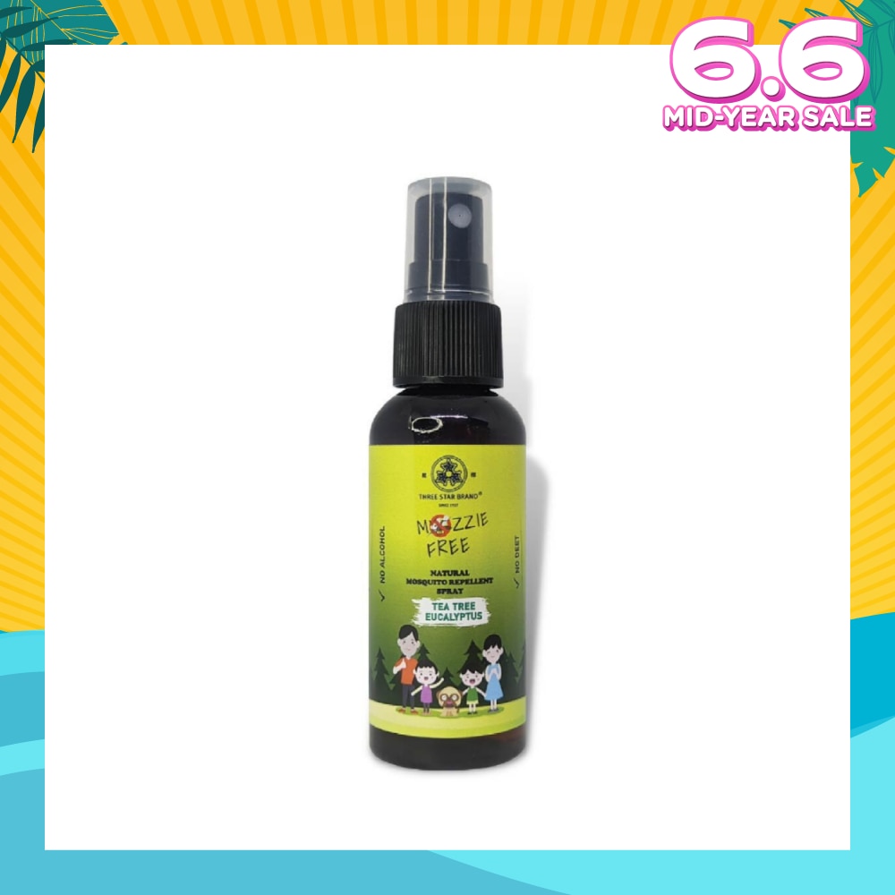 Natural Mozzie Free Natural Mosquito Repellent Spray Tea Tree Eucalyptus (No Alcohol) 50ml (Expiry: Mar`2026)