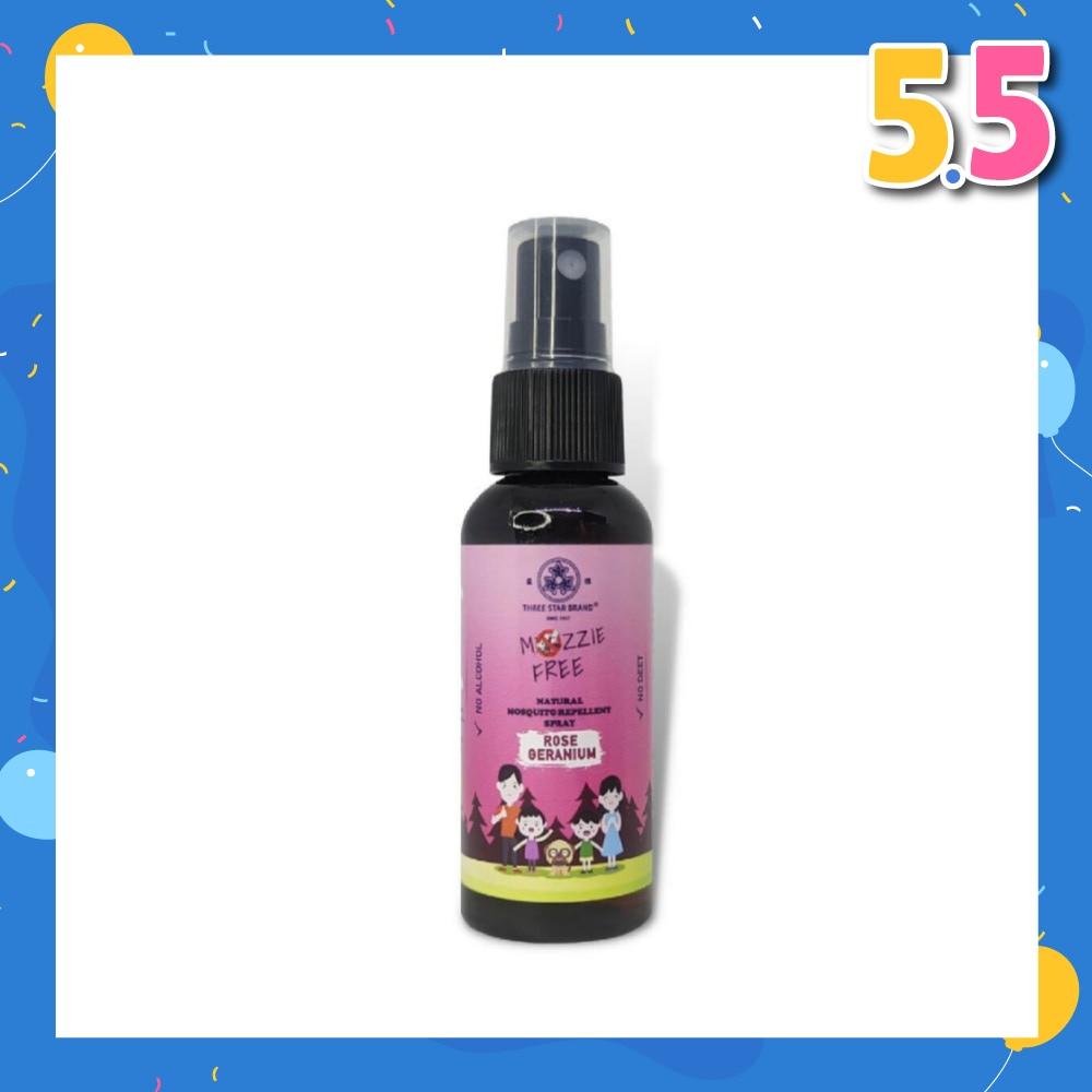 Natural Mozzie Free Natural Mosquito Repellent Spray Rose Geranium (No Alcohol + No Deet) 50ml