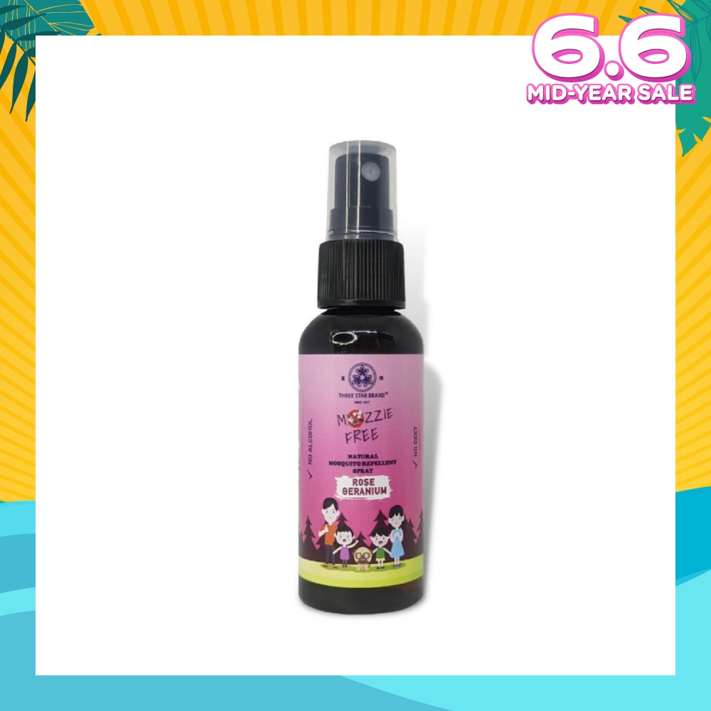 Natural Mozzie Free Natural Mosquito Repellent Spray Rose Geranium (No Alcohol + No Deet) 50ml