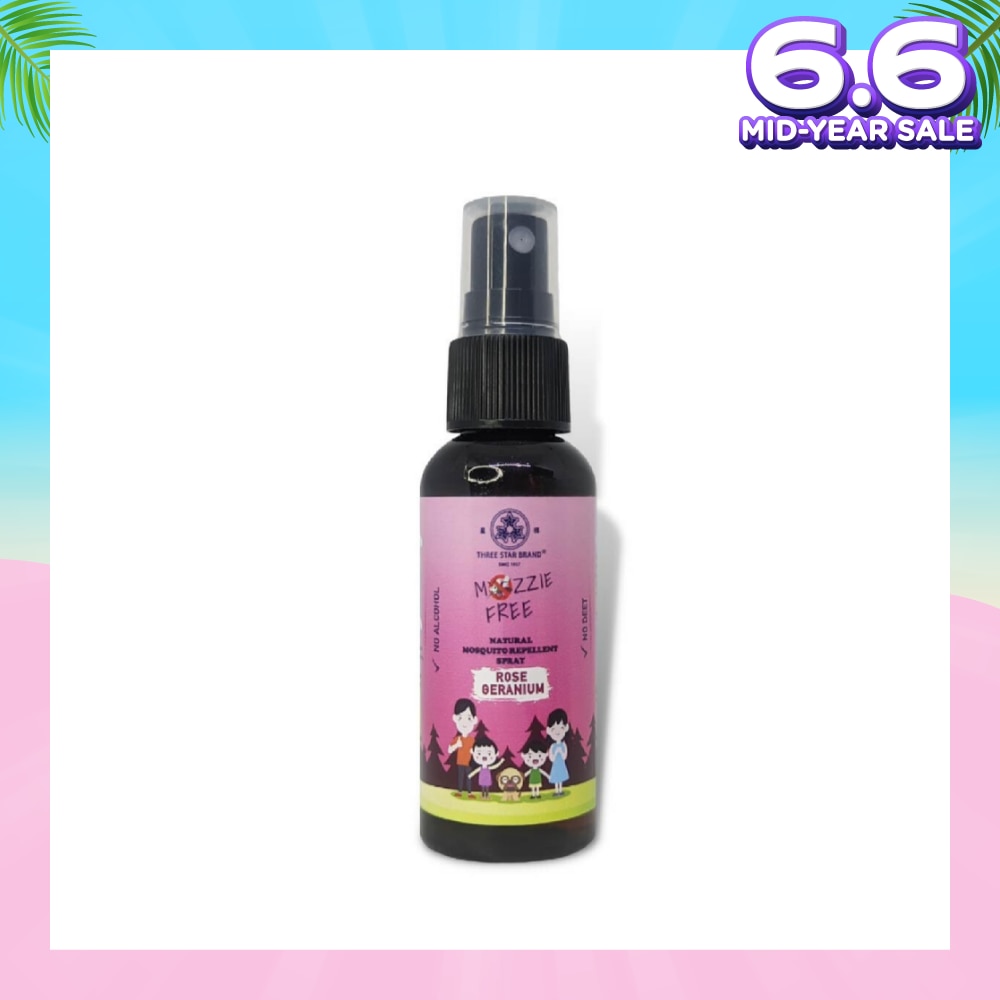 Natural Mozzie Free Natural Mosquito Repellent Spray Rose Geranium (No Alcohol + No Deet) 50ml