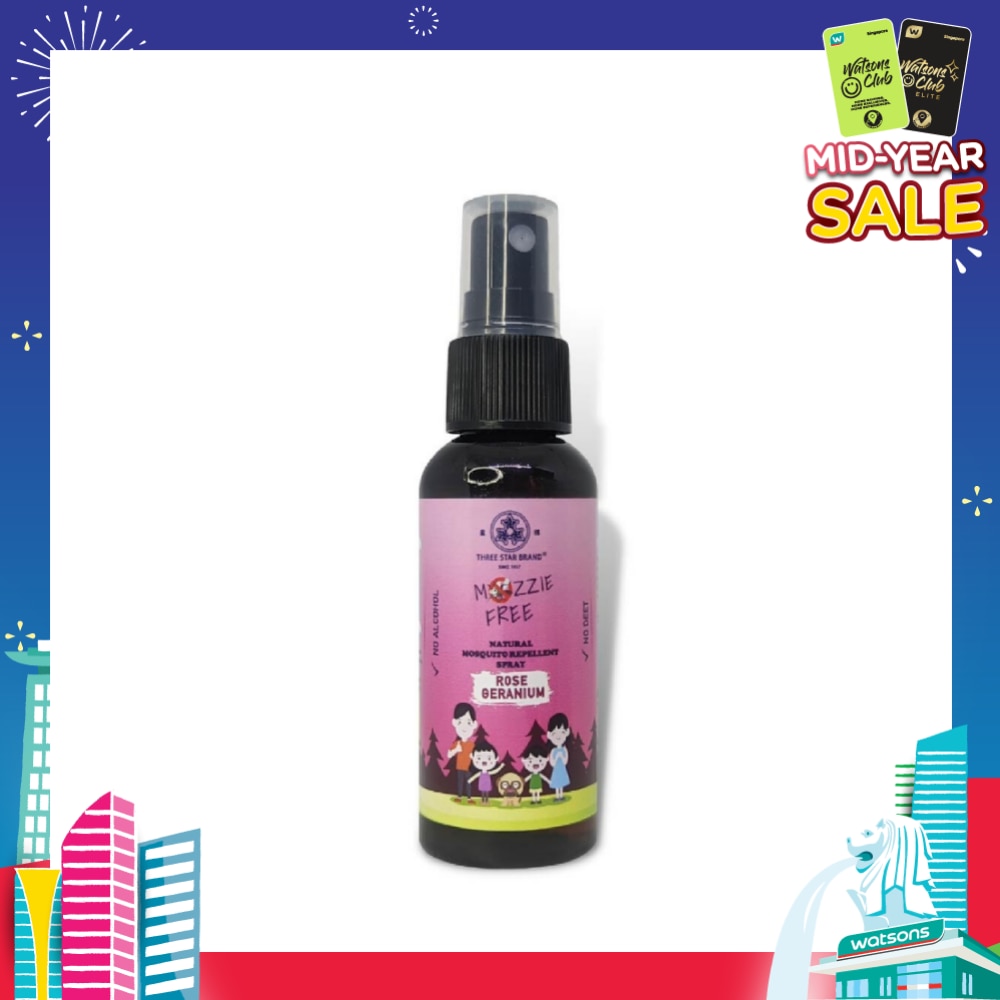 Natural Mozzie Free Natural Mosquito Repellent Spray Rose Geranium (No Alcohol + No Deet) 50ml
