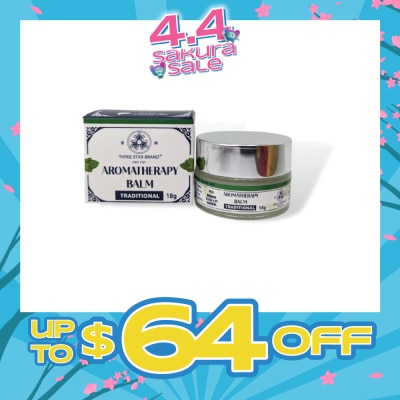 THREE STAR BRAND - Aromatherapy Balm Traditional (Natural Ingredients with Therapeutic Benefits + Traditional Properties) 18g (Expiry: Aug`2026)