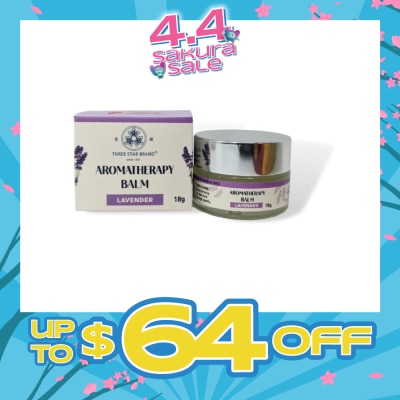 THREE STAR BRAND - Aromatherapy Balm Lavender (Natural Ingredients with Therapeutic Benefits + Traditional Properties) 18g