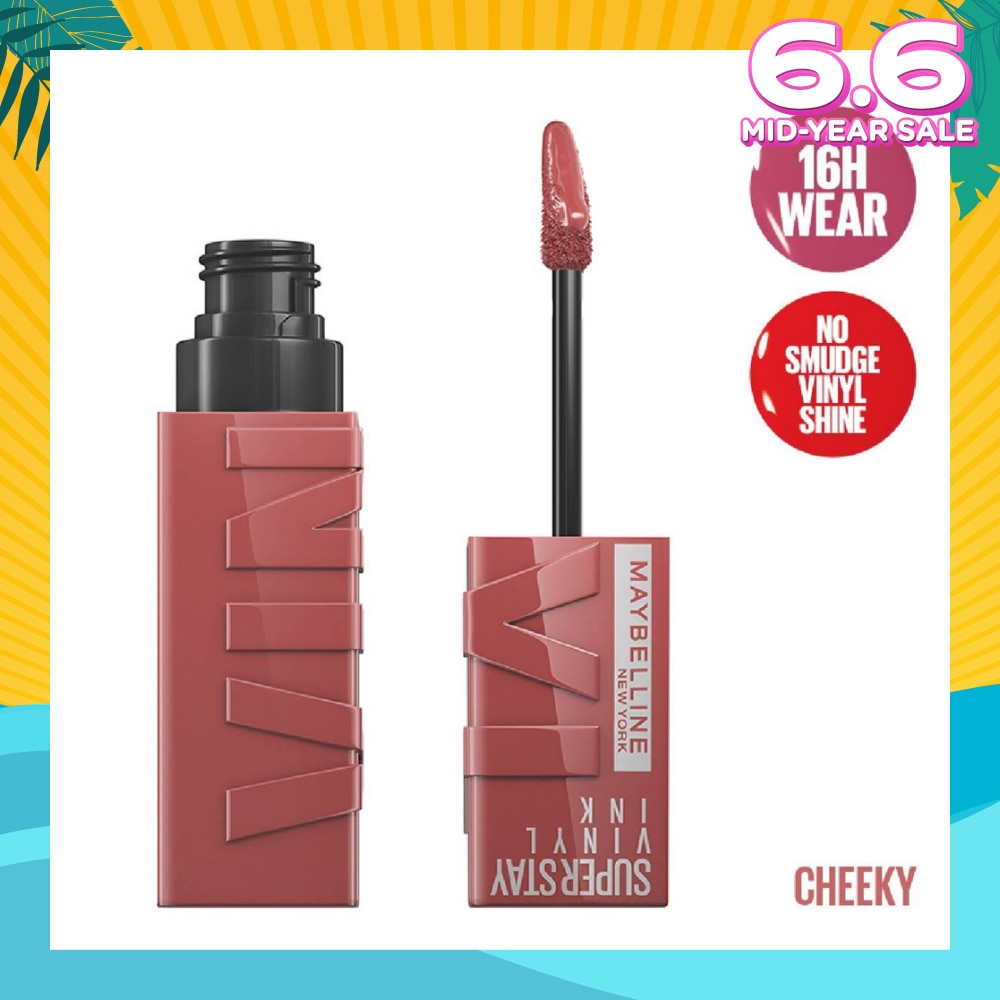 MAYBELLINE Superstay Vinyl Ink Longwear Liquid Lipcolor Cheeky (Smudge Proof + Transfer Proof) 1s