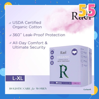 RAEL Organic Cotton Period Underwear Overnight Size L / XL 5s