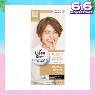 LIESE Liese Creamy Bubble Color Chiffon Brown 108ml - DIY Foam Hair Color with Salon Inspired Colors (includes treatment pack)