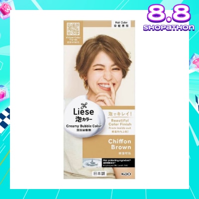 LIESE Liese Creamy Bubble Color Chiffon Brown 108ml - DIY Foam Hair Color with Salon Inspired Colors (includes treatment pack)